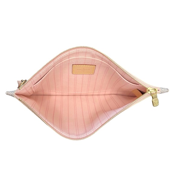 Louis Vuitton Damier Azur Neverfull MM Pouch, Rose Ballerine Pink Interior, COA - Picture 5 of 15